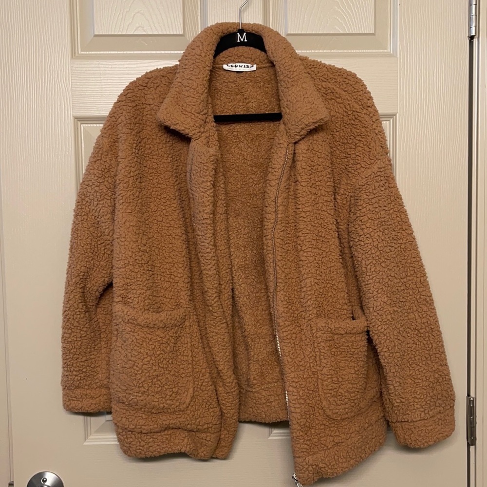 ECOWISH AMAZON TEDDY COAT FLEECE ZIPPER WARM